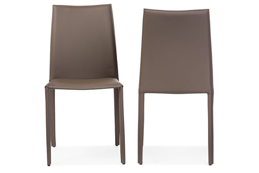 Baxton Studio Rockford Modern and Contemporary Taupe Bonded Leather Upholstered Dining Chair (Set of 2) | Dining Chairs | Modishstore