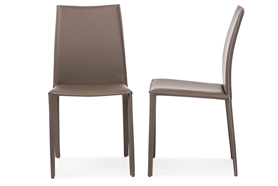 Baxton Studio Rockford Modern and Contemporary Taupe Bonded Leather Upholstered Dining Chair (Set of 2) | Dining Chairs | Modishstore - 2