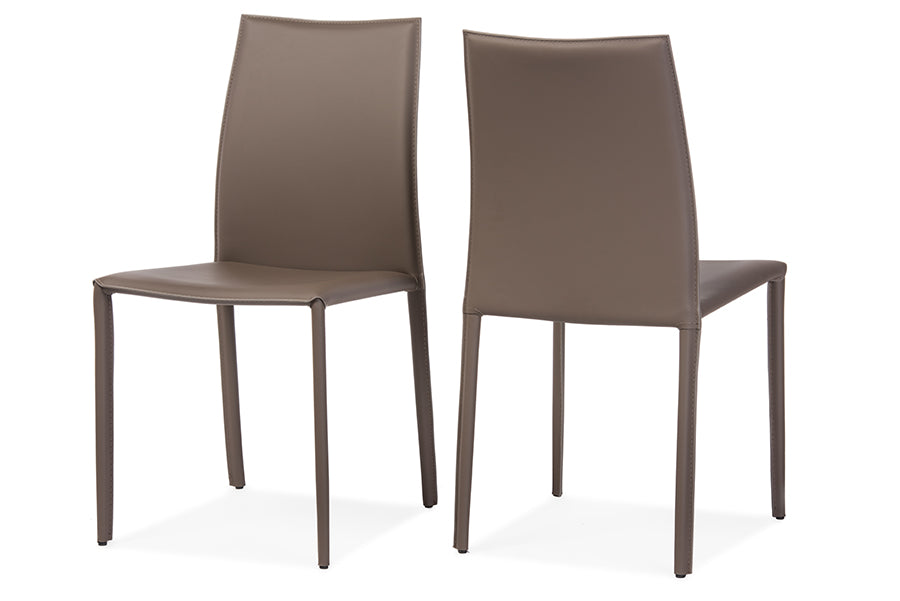 Baxton Studio Rockford Modern and Contemporary Taupe Bonded Leather Upholstered Dining Chair (Set of 2) | Dining Chairs | Modishstore - 3