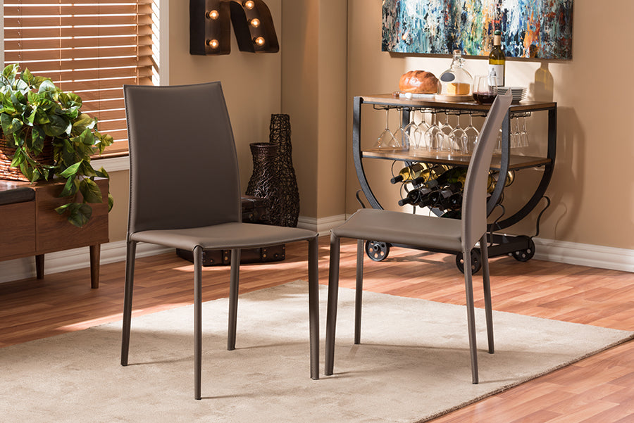 Baxton Studio Rockford Modern and Contemporary Taupe Bonded Leather Upholstered Dining Chair (Set of 2) | Dining Chairs | Modishstore - 4