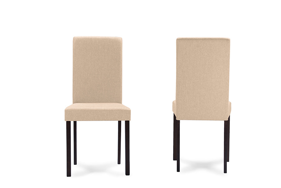Baxton Studio Andrew Contemporary Espresso Wood Beige Fabric 5 PC Dining Set | Dining Sets | Modishstore - 3