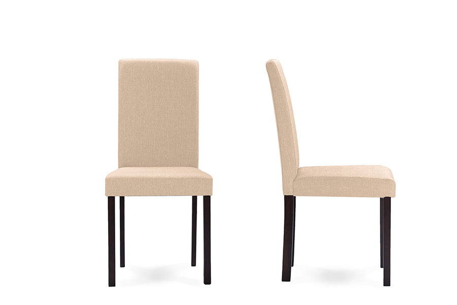 Baxton Studio Andrew Contemporary Espresso Wood Beige Fabric 5 PC Dining Set | Dining Sets | Modishstore - 4