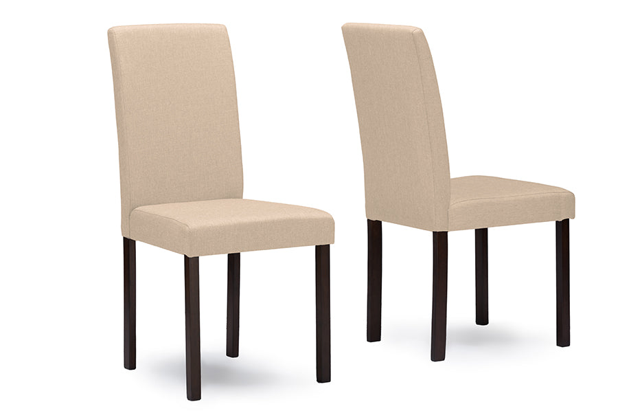 Baxton Studio Andrew Contemporary Espresso Wood Beige Fabric 5 PC Dining Set | Dining Sets | Modishstore - 2