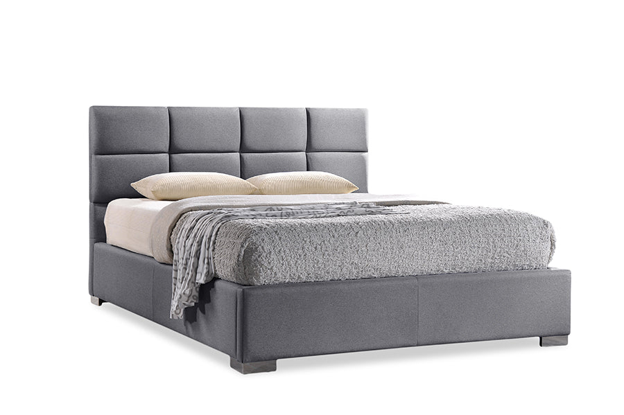 Baxton Studio Sophie Modern and Contemporary Grey Fabric Upholstered King Size Platform Bed | Beds | Modishstore