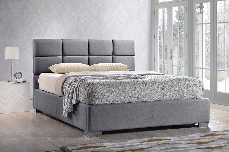 Baxton Studio Sophie Modern and Contemporary Grey Fabric Upholstered King Size Platform Bed | Beds | Modishstore - 4