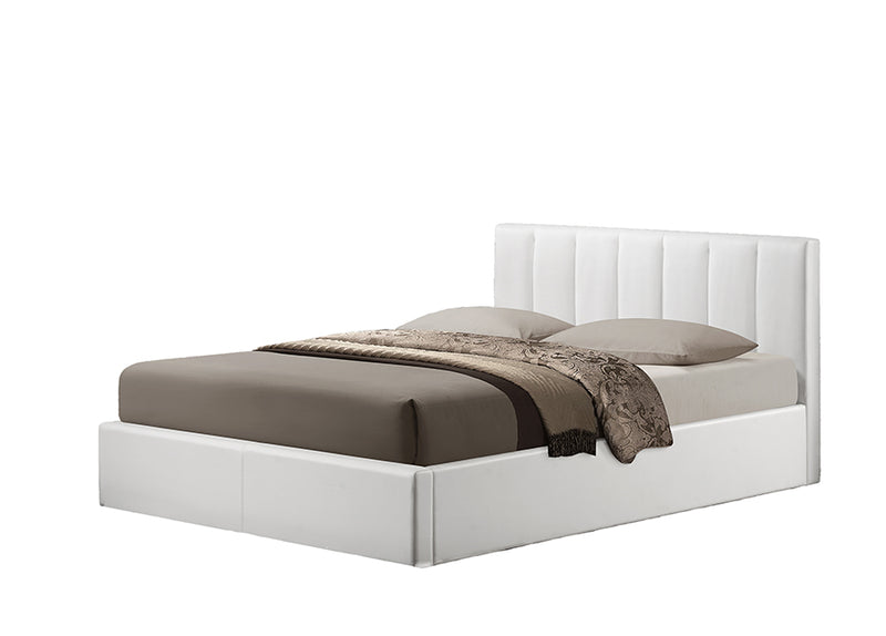 Baxton Studio Templemore White Leather Contemporary Queen-Size Bed | Beds | Modishstore