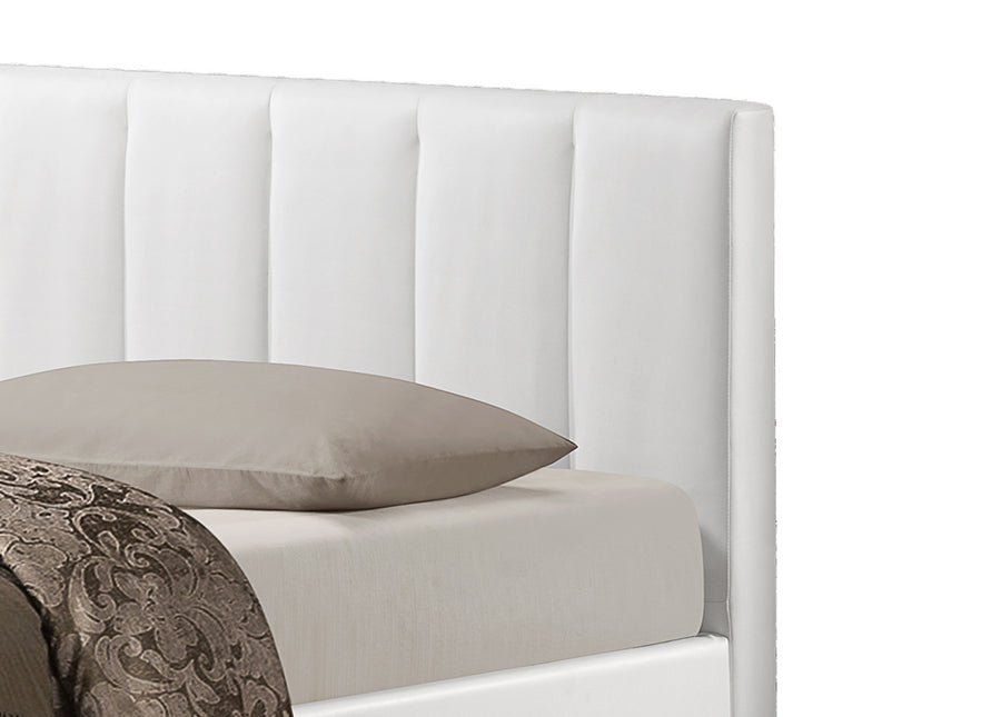 Baxton Studio Templemore White Leather Contemporary Queen-Size Bed | Beds | Modishstore - 2