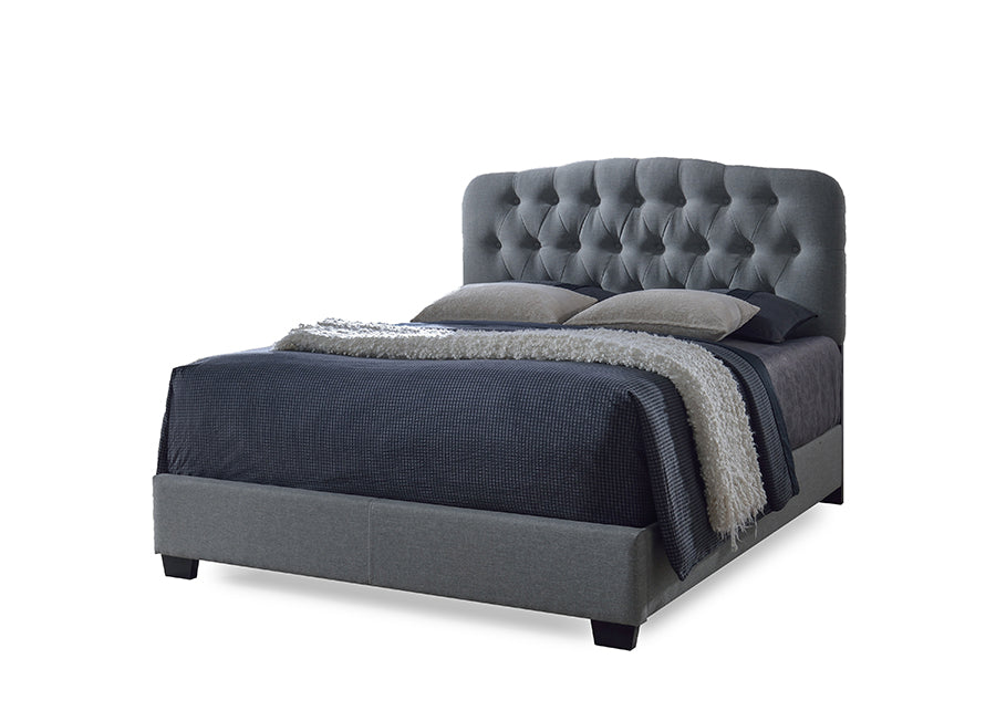 Baxton Studio Romeo Contemporary Grey Button-Tufted Upholstered Queen Size Bed | Beds | Modishstore