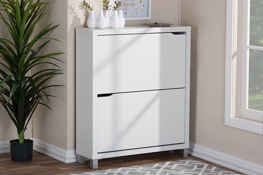 Baxton Studio Simms White Modern Shoe Cabinet | Cabinets | Modishstore