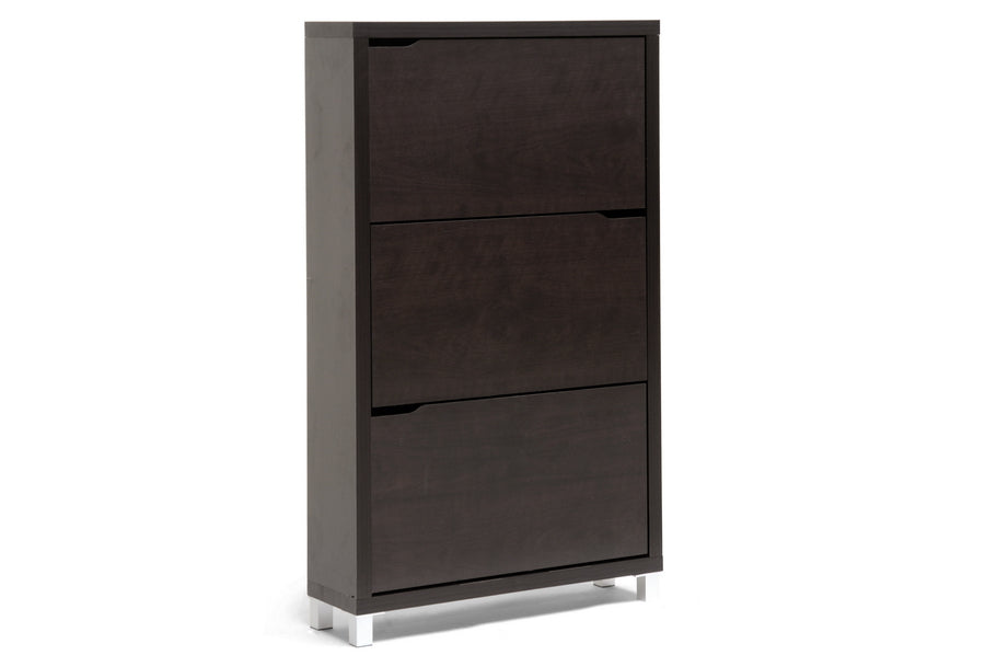 Baxton Studio Simms Dark Brown Modern Shoe Cabinet | Cabinets | Modishstore