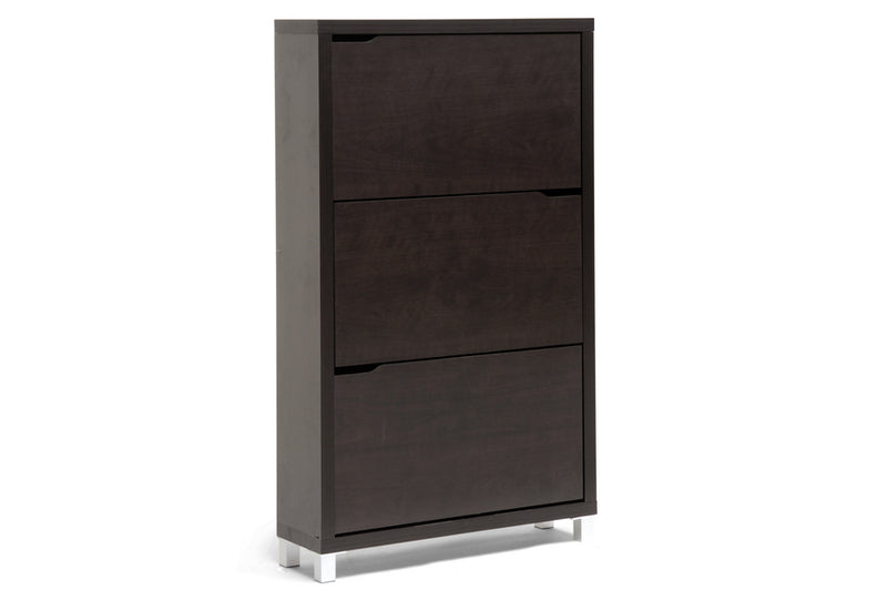 Baxton Studio Simms Dark Brown Modern Shoe Cabinet | Cabinets | Modishstore