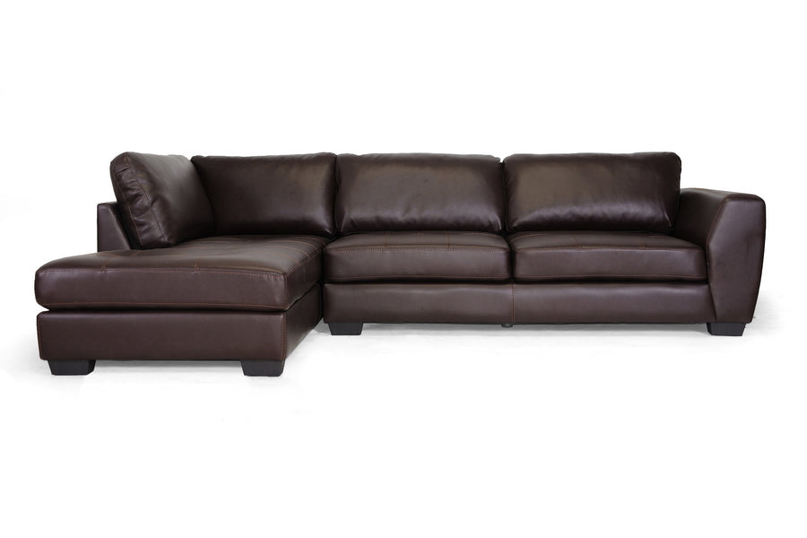 Baxton Studio Orland Brown Leather Modern Sectional Sofa Set with Left Facing Chaise | Sofas | Modishstore - 2