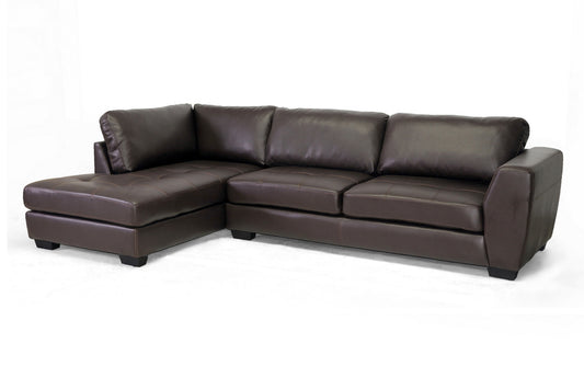 Baxton Studio Orland Brown Leather Modern Sectional Sofa Set with Left Facing Chaise | Sofas | Modishstore