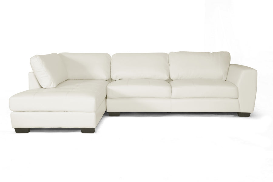 Baxton Studio Orland White Leather Modern Sectional Sofa Set with Left Facing Chaise | Sofas | Modishstore - 2