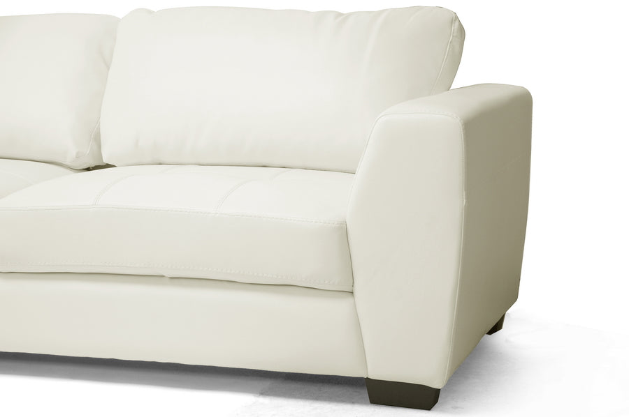 Baxton Studio Orland White Leather Modern Sectional Sofa Set with Left Facing Chaise | Sofas | Modishstore - 3