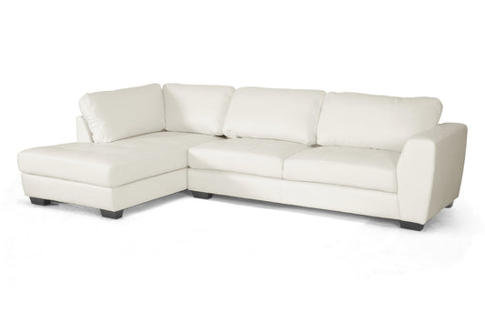 Baxton Studio Orland White Leather Modern Sectional Sofa Set with Left Facing Chaise | Sofas | Modishstore