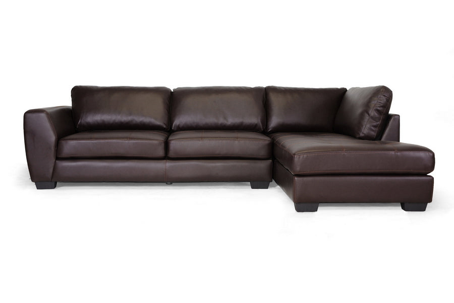 Baxton Studio Orland Brown Leather Modern Sectional Sofa Set with Right Facing Chaise | Sofas | Modishstore - 2