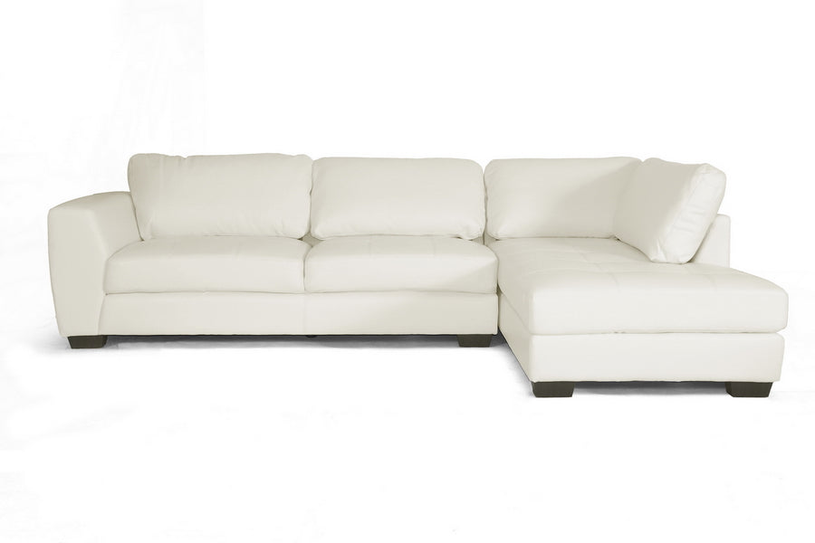 Baxton Studio Orland White Leather Modern Sectional Sofa Set with Right Facing Chaise | Sofas | Modishstore - 2