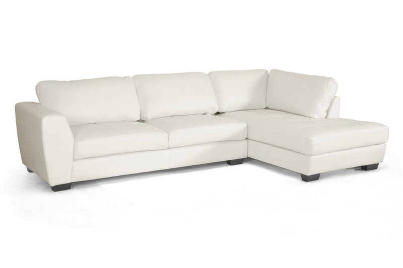 Baxton Studio Orland White Leather Modern Sectional Sofa Set with Right Facing Chaise | Sofas | Modishstore