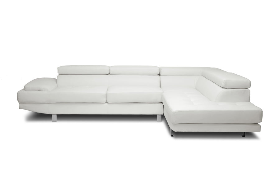 Baxton Studio Selma White Leather Modern Sectional Sofa | Sofas | Modishstore - 2