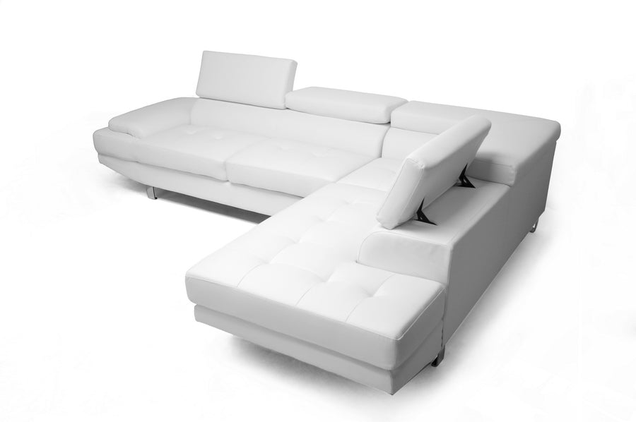 Baxton Studio Selma White Leather Modern Sectional Sofa | Sofas | Modishstore - 3