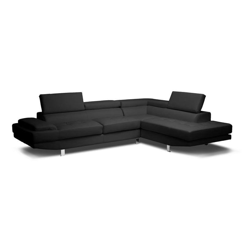 Baxton Studio Selma Black Leather Modern Sectional Sofa | Sofas | Modishstore