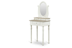 Cherub Vanity Set Featuring Stool And Mirror Silver By Benzara