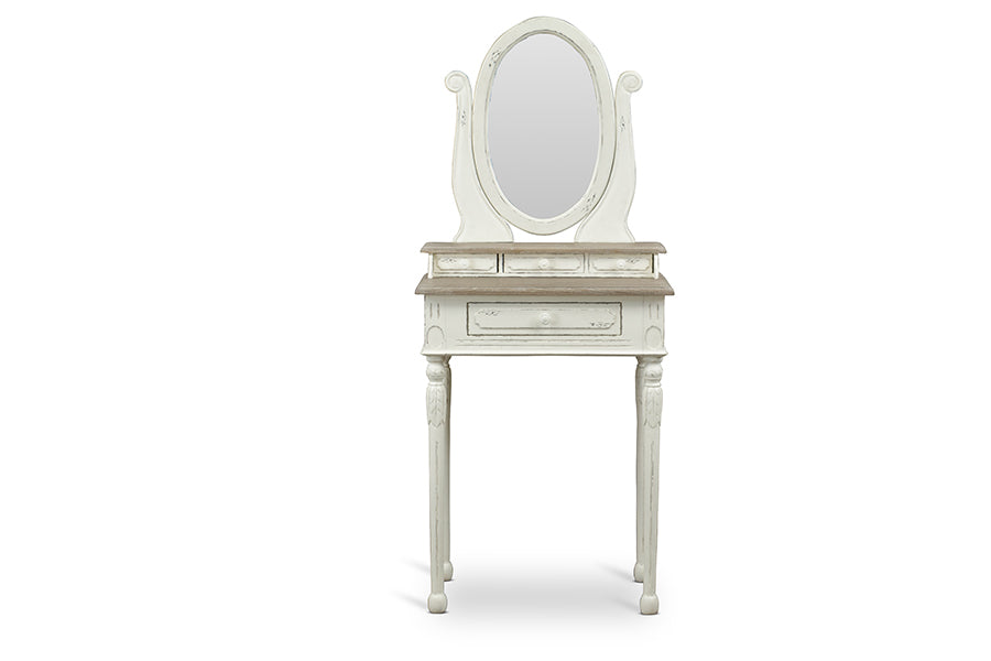 Baxton Studio Anjou Traditional French Accent Dressing Table with Mirror | Armoires & Wardrobes | Modishstore - 2