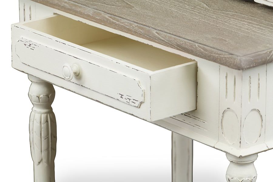 Baxton Studio Anjou Traditional French Accent Dressing Table with Mirror | Armoires & Wardrobes | Modishstore - 3