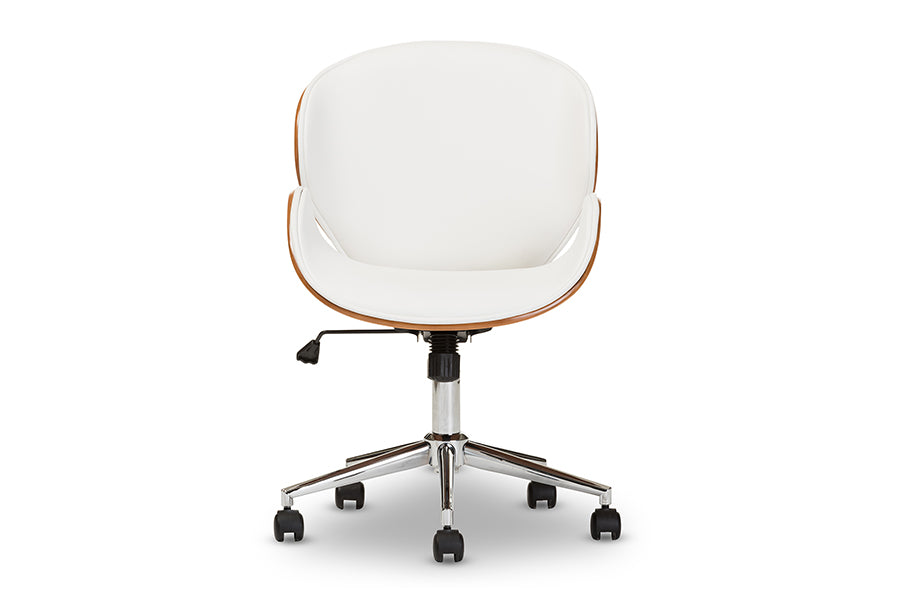 Baxton Studio Bruce Modern and Contemporary White and Walnut Office Chair | Office Chairs | Modishstore
