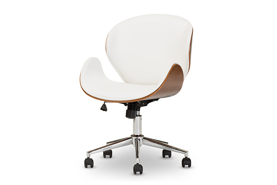 Baxton Studio Bruce Modern and Contemporary White and Walnut Office Chair | Office Chairs | Modishstore - 2