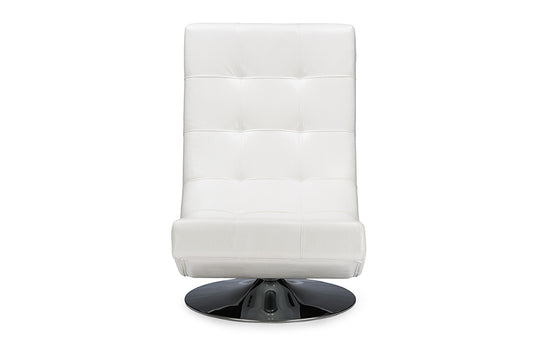 Baxton Studio Baxton Studio Elsa Modern and Contemporary White Faux Leather Upholstered Swivel Chair with Metal Base | Lounge Chairs | Modishstore
