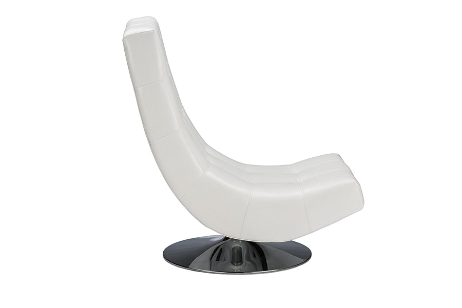 Baxton Studio Baxton Studio Elsa Modern and Contemporary White Faux Leather Upholstered Swivel Chair with Metal Base | Lounge Chairs | Modishstore - 3