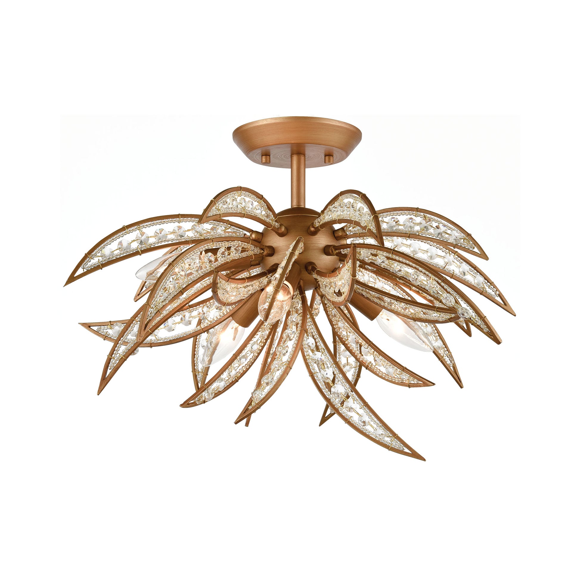 Naples Semi Flush in Matte Gold with Clear Crystal by ELK Lighting | Modishstore | Chandeliers