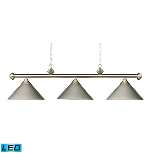 Casual Traditions 3-Light Island Light in Satin Nickel with Metal Shades - Includes LED Bulbs ELK Lighting | Ceiling Lamps | Modishstore