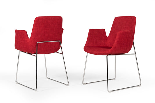 Modrest Altair Modern Red Fabric Dining Chair | Modishstore | Dining Chairs