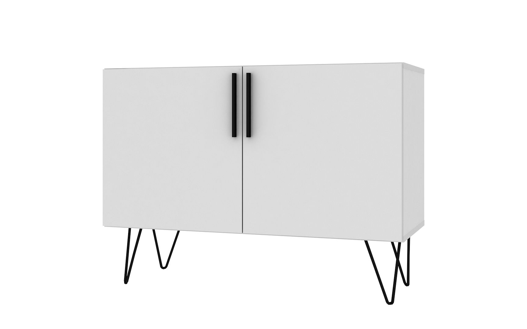 Manhattan Comfort Mid-Century - Modern Nolita Double Side Cabinet with 4 Shelves in White | Sideboards | Modishstore-2