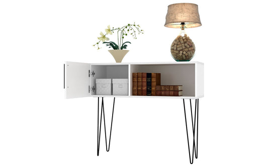 Manhattan Comfort Mid-Century - Modern Nolita 35.43" Entryway with 3 Shelves in White | Console Tables | Modishstore