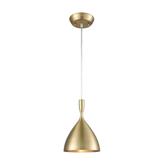 Spun Aluminum 1-Light Mini Pendant in French Brass with Matching Shade ELK Lighting | Pendant Lamps | Modishstore