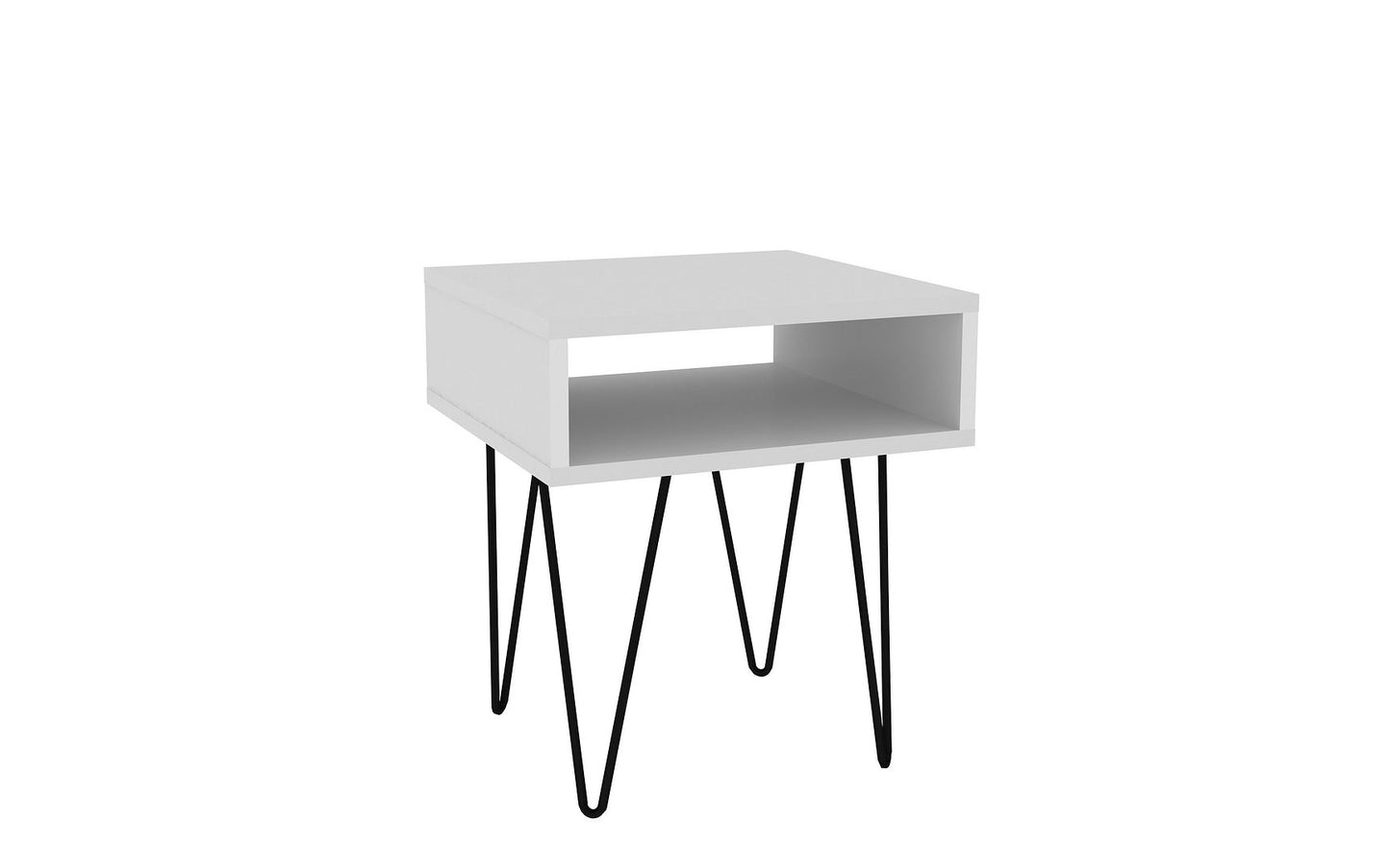 Manhattan Comfort Mid-Century - Modern Nolita 14.96" End Table with 1 Cubby in White | End Tables | Modishstore-2