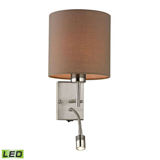 Regina 2-Light Wall Lamp in Brushed Nickel with Tan Shade - Includes LED Bulbs | Sconces | Modishstore