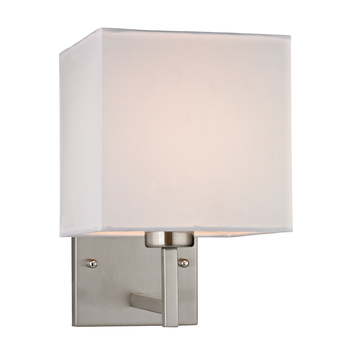 Davis 1-Light Wall Lamp in Brushed Nickel with White Fabric Shade ELK Lighting | Wall Lamps | Modishstore