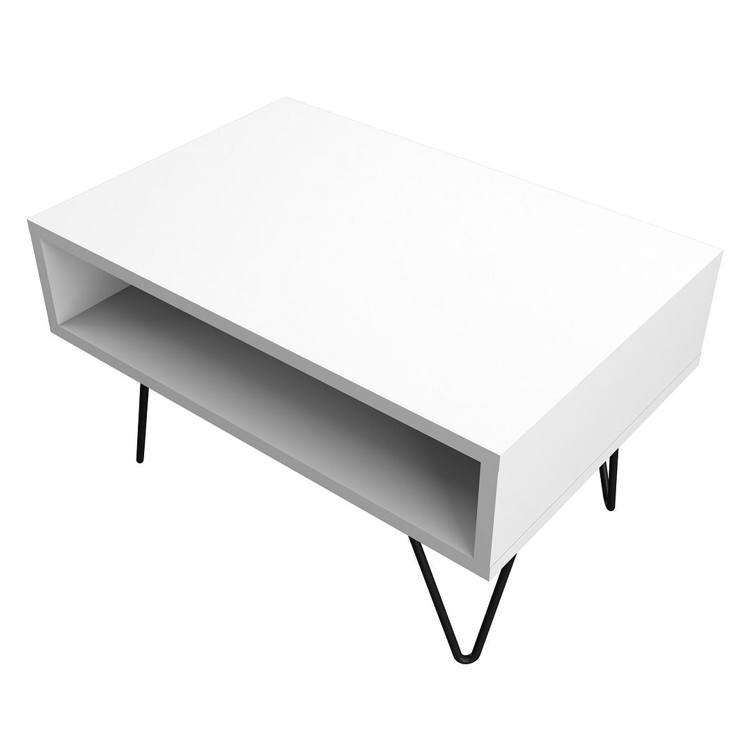 Manhattan Comfort Mid-Century - Modern Nolita 21.06" Coffee Table with 1 Cubby in White | Coffee Tables | Modishstore-3