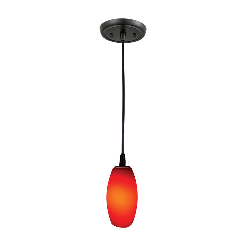 1-Light Pendant in Gloss Black with Vermillion Glass ELK Lighting | Pendant Lamps | Modishstore