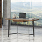 Modrest Girard - Modern Walnut & Black Glass Desk | Modishstore | Desks