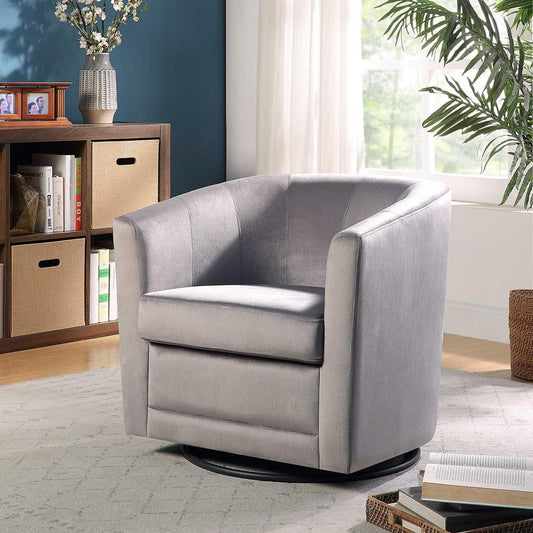 Kappa Swivel Chair In Mid Gray Velvet/Black Base By 4D Concepts | Armchairs | Modishstore