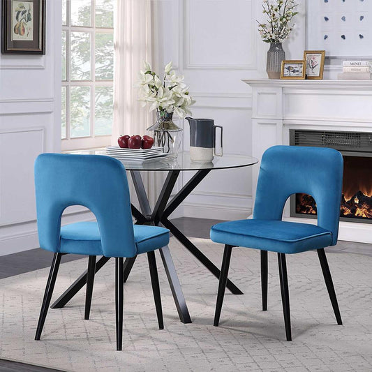 Nancy Chair Set Of 2 - Teal Velvet/Black Legs By 4D Concepts | Dining Chairs | Modishstore