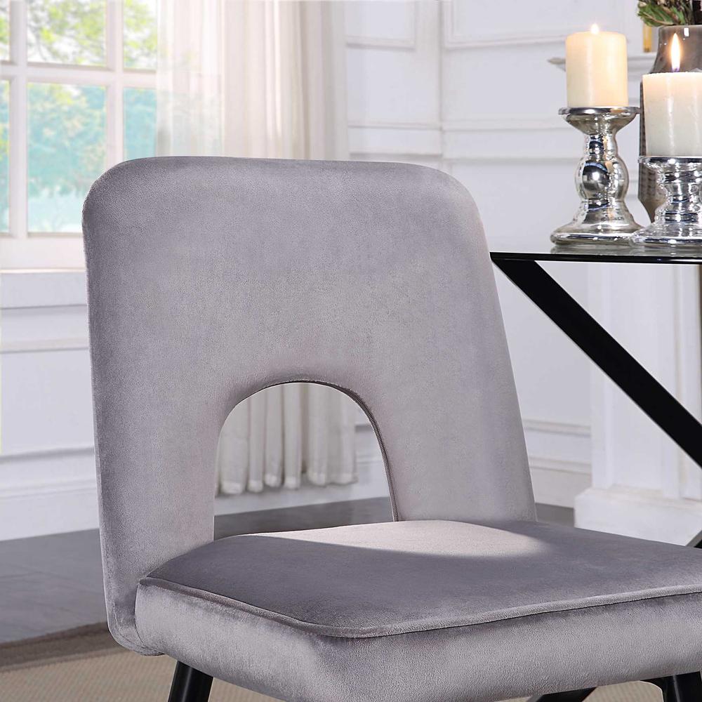 Nancy Chair Set Of 2 - Gray Velvet/Black Legs By 4D Concepts | Dining Chairs | Modishstore - 5
