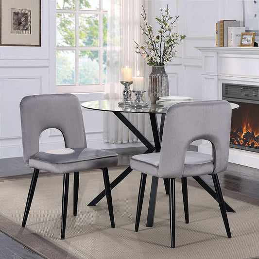 Nancy Chair Set Of 2 - Gray Velvet/Black Legs By 4D Concepts | Dining Chairs | Modishstore
