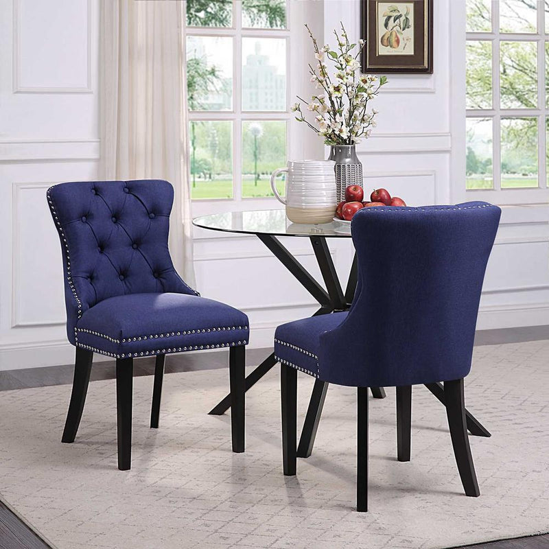 Princess Chair Set Of 2 - Blue Linen/Black Legs By 4D Concepts | Dining Chairs | Modishstore
